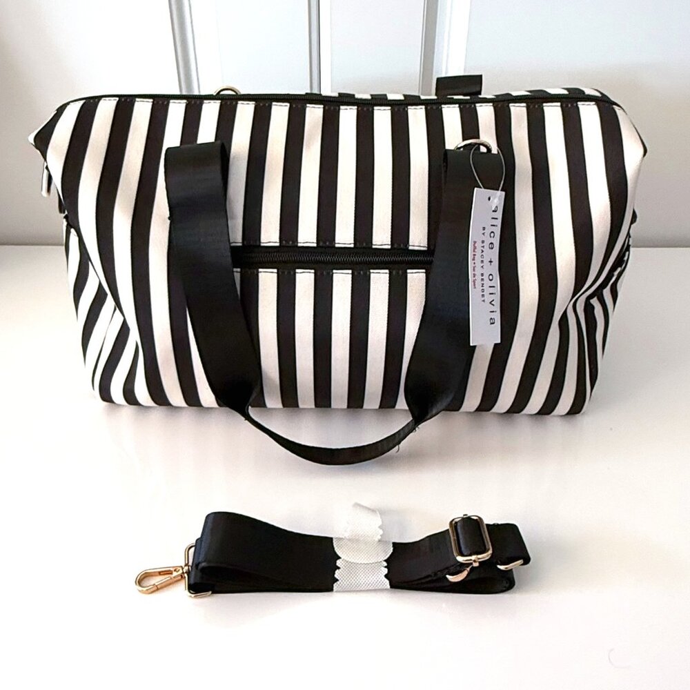 Alice + Olivia Duffel Bag - Black and White Stripe, NWT